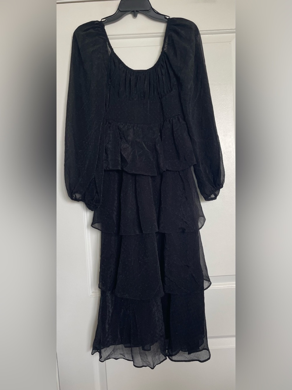 Black Tiered Mesh Maxi Dress